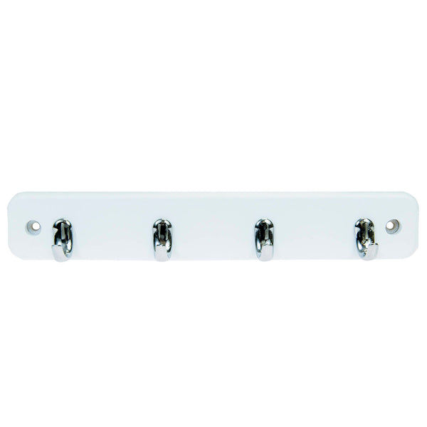 MODE 4 Brushed Nickel Hooks On White Board Key Rack