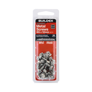 Buildex 8G x 12mm Class 3 Metal TEKS Screws - 30 Pack