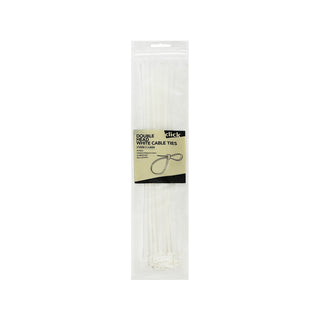 Click 370mm White Double Headed Cable Tie - 25 Pack