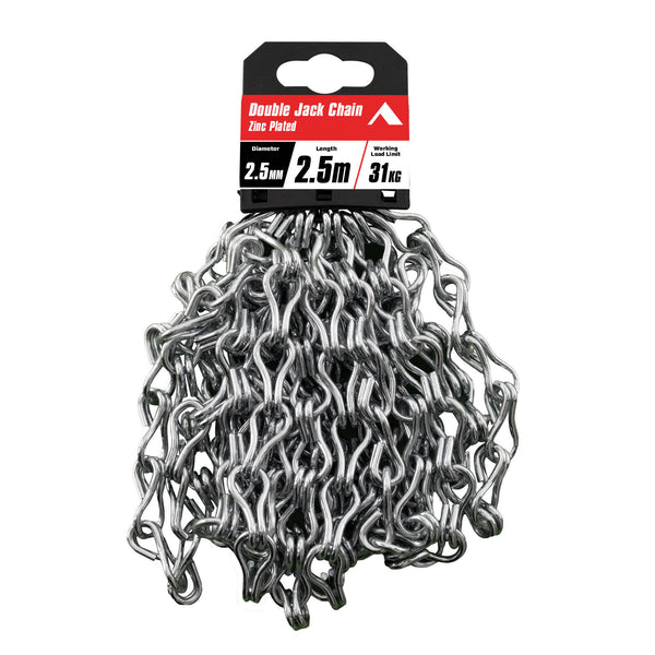 Pinnacle 2.5mm x 2.5m Zinc Plated Double Jack Chain