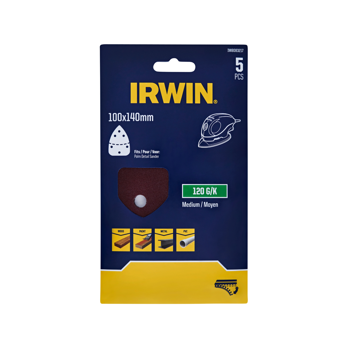IRWIN 100 x 140mm 120 Grit Detail Sheets - 5 Pack - Image 1 of 1