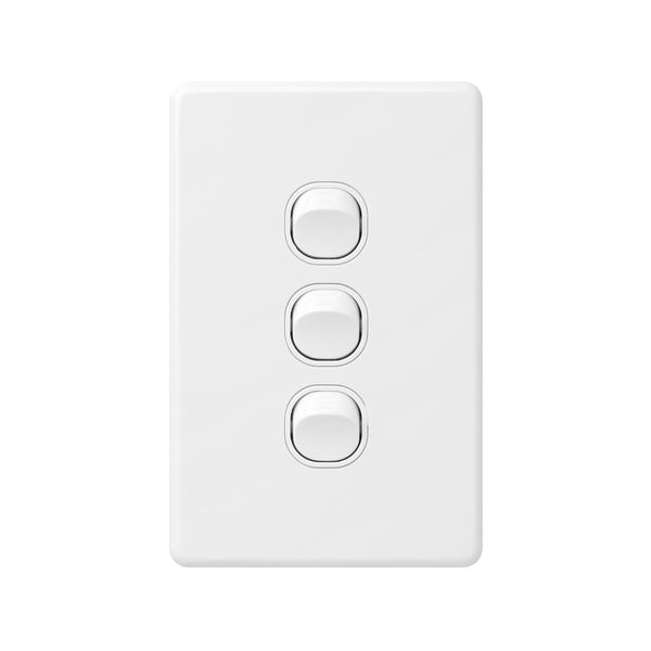 DETA X6 White 3 Gang Triple Vertical Switch