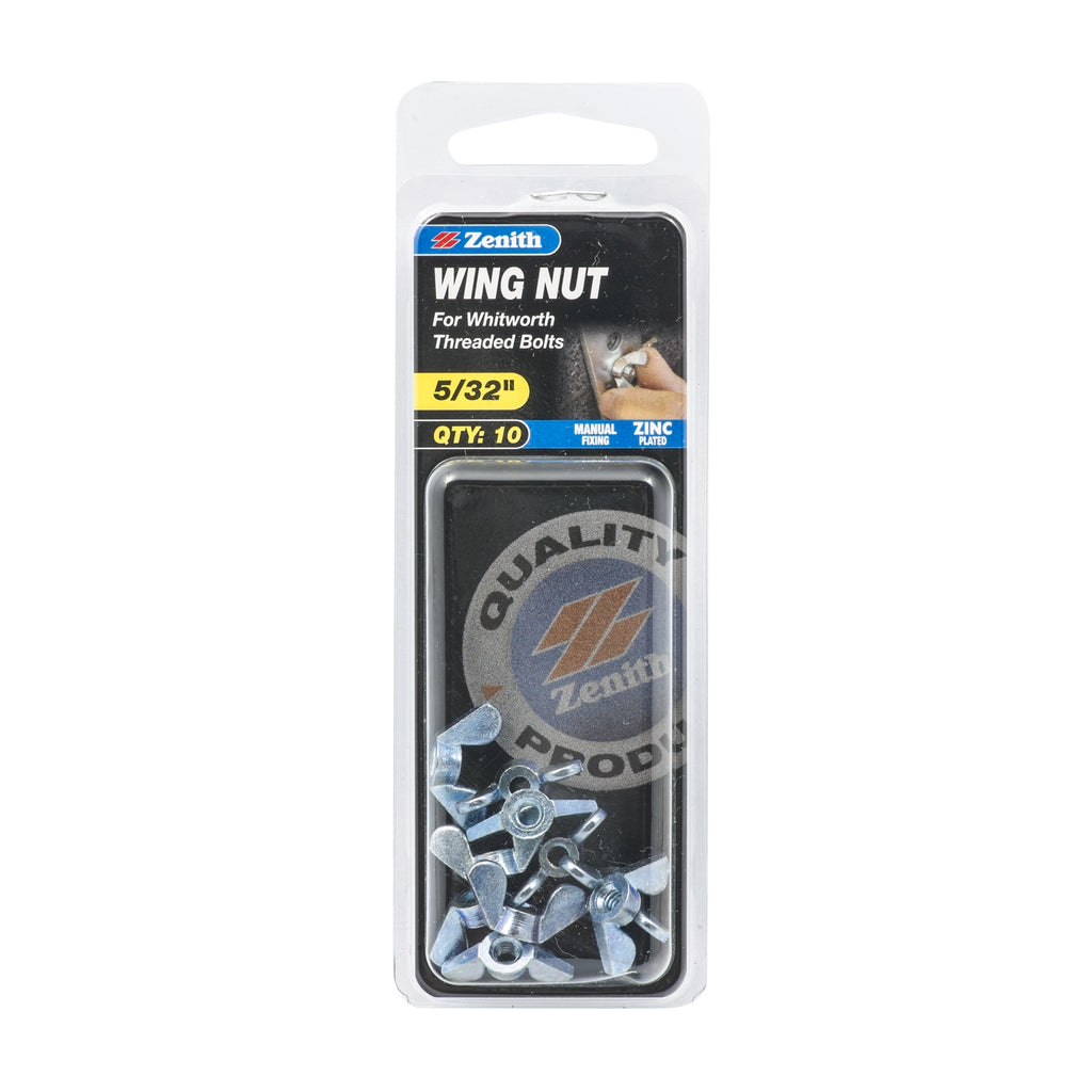 Zenith 5/32" Zinc Plated Wing Nuts - 10 Pack - Image 1 of 2