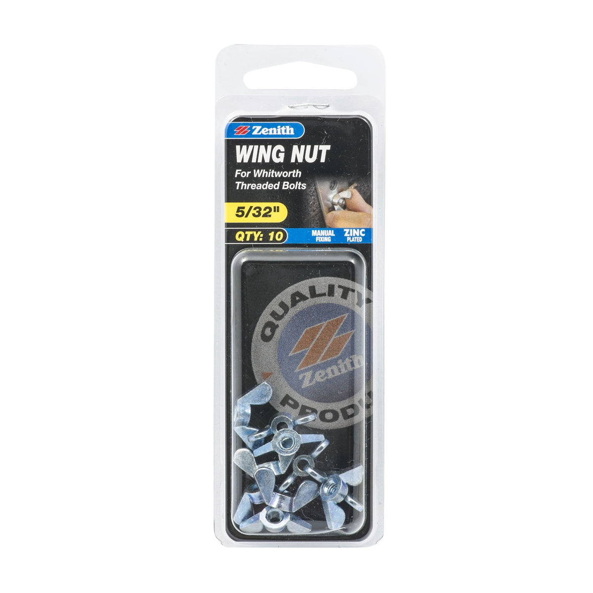 Zenith 5/32" Zinc Plated Wing Nuts - 10 Pack - Image 1 of 2