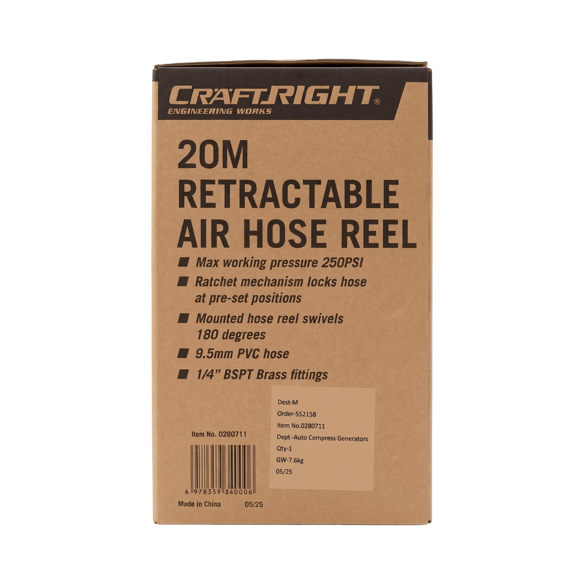 Craftright 20m Retractable Air Hose Reel - Image 14 of 15