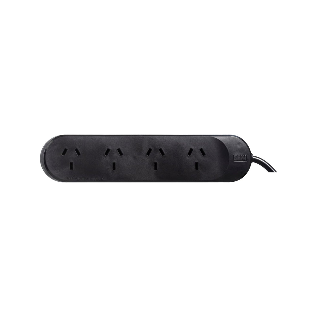HPM Black 4 Outlet General Purpose Powerboard With 1.8m Lead - Image 2 of 3