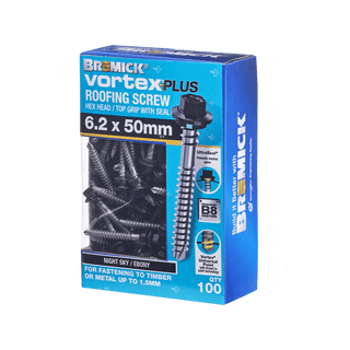 Bremick Vortex Plus Roofing Screw 6.2 x 50mm HEX B8 NS BOX 100
