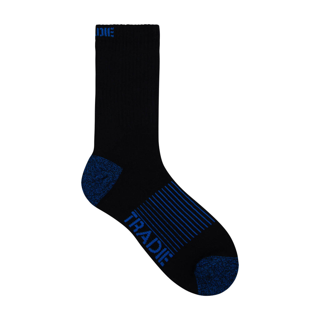Tradie Men's Black Ribbed Cotton 3 Pack Crew Socks - Size 7-10 - Image 8 of 15