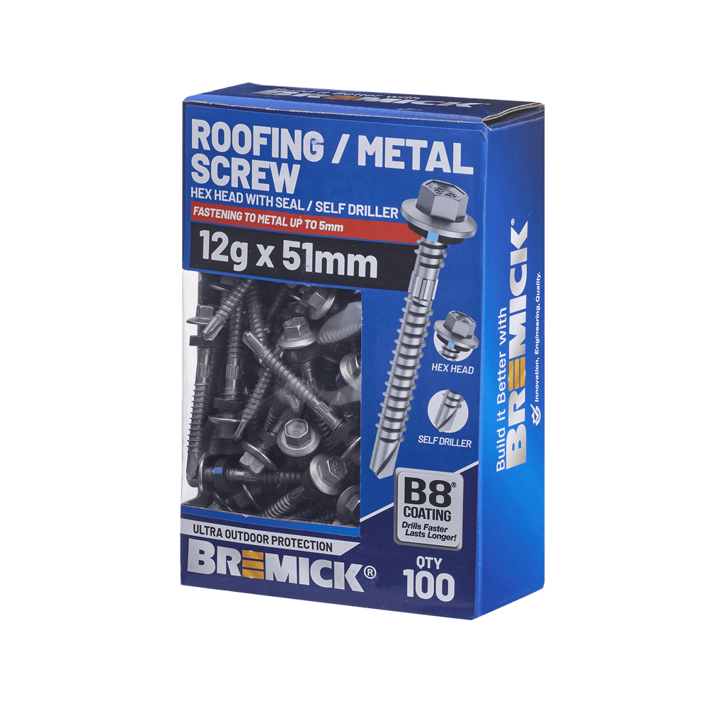 Bremick Hex Roofing Screw 12g x 51mm B8 BOX 100 - Image 1 of 10