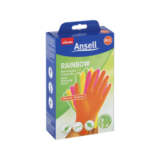 Vileda Ansell Rainbow Nitrile Gloves 80-Pack - Medium/Large