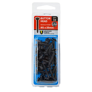 Titan 8G x 25mm Black Button Head Screws - 34 Pack