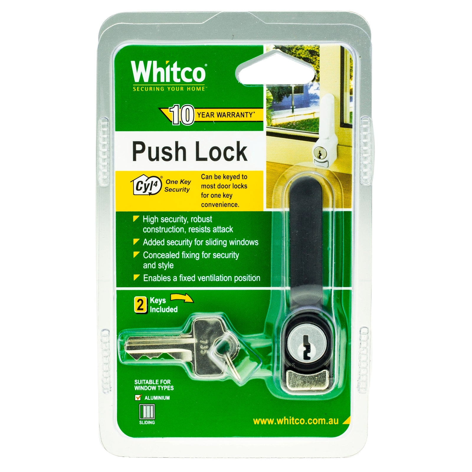 Whitco Sliding Window Push Lock - Mahogany - Image 1 of 1