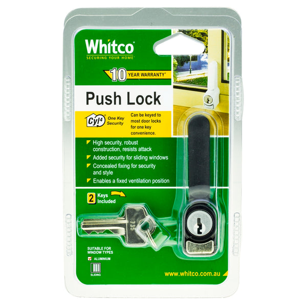 Whitco Sliding Window Push Lock - Mahogany