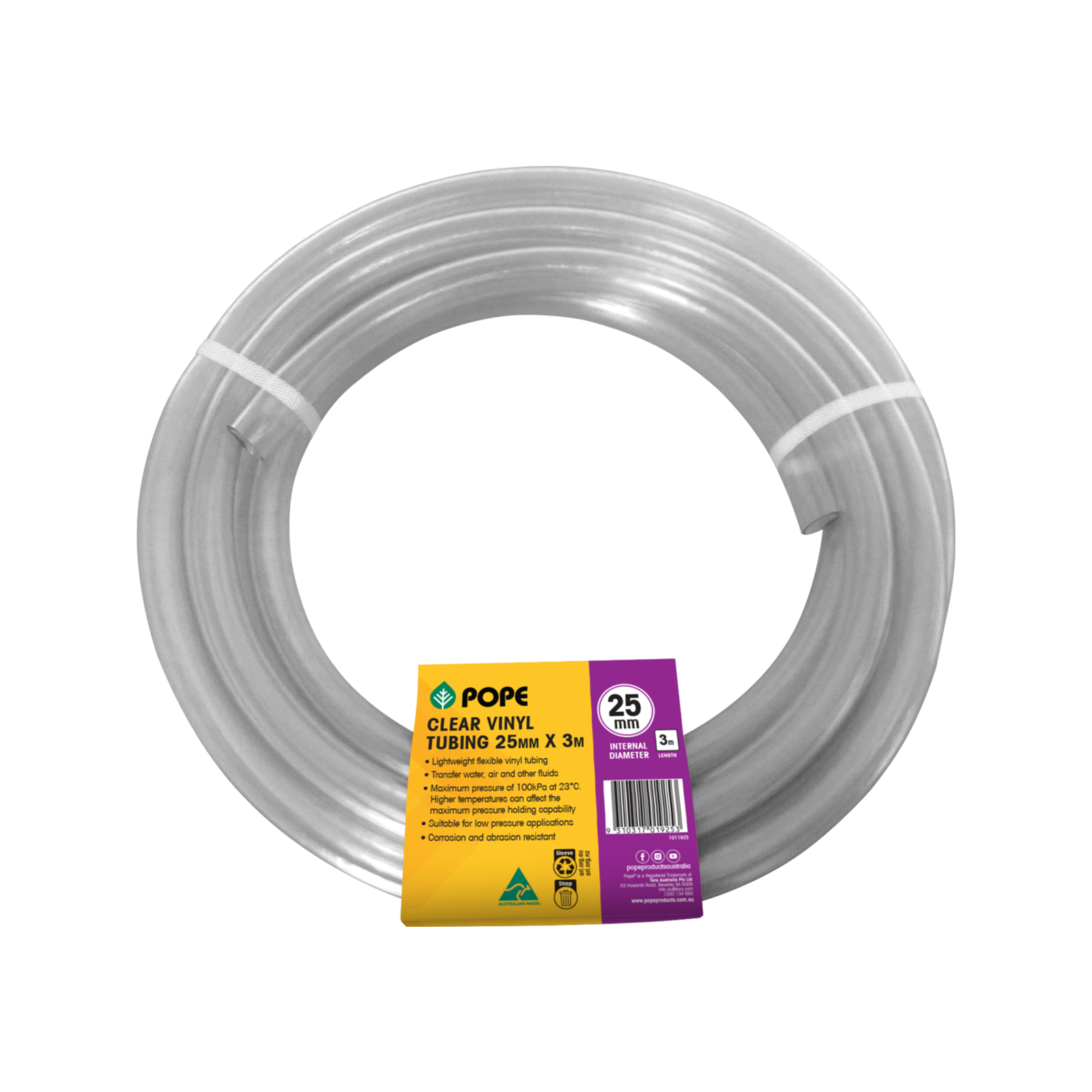 Pope 25mm x 90cm Clear Vinyl Tubing - Image 1 of 1