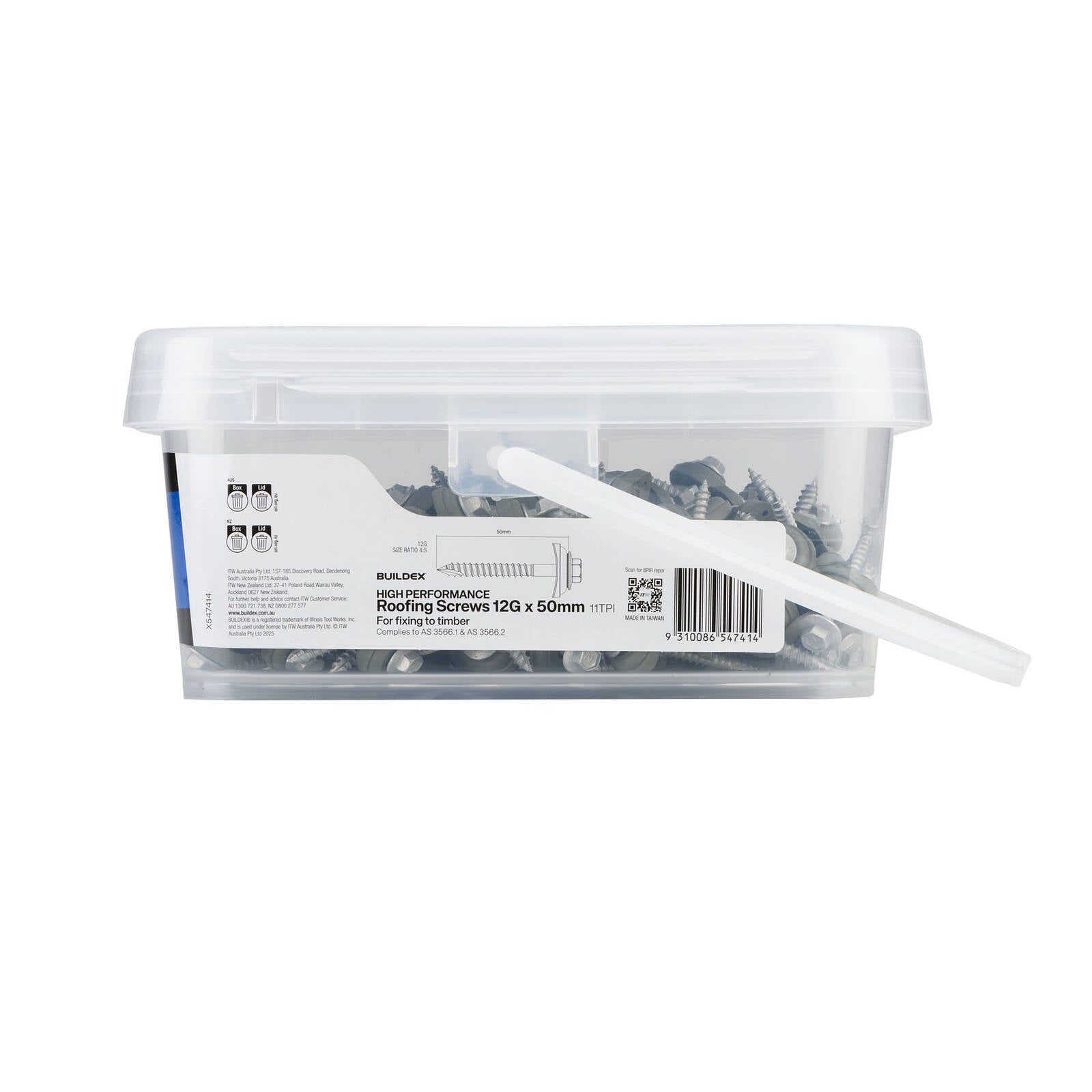 Buildex 12G x 50mm Class 3 Roofing Screws - 250 Pack - Image 3 of 6