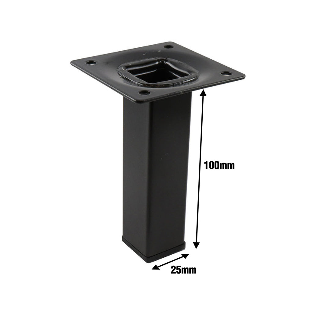Adoored 25 x 25 x 100mm Black Square Tube Furniture Leg - Image 4 of 4