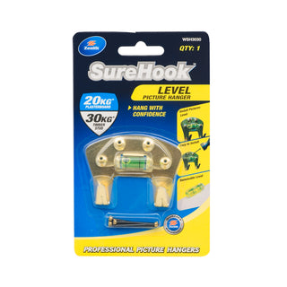 Zenith 20 / 30kg Brass Plated SureHook Level Picture Hanger