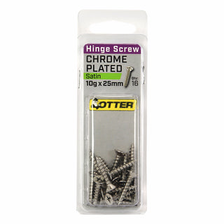 Otter 10 x 25mm Satin Chrome Hinge Screws - 16 Pack