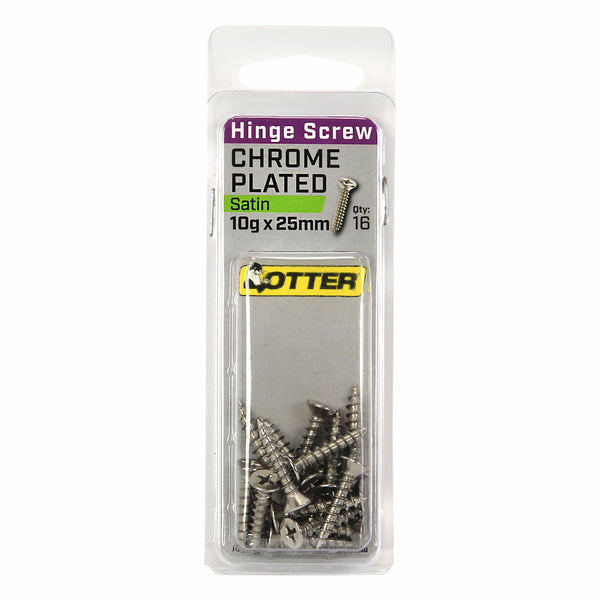 Otter 10 x 25mm Satin Chrome Hinge Screws - 16 Pack