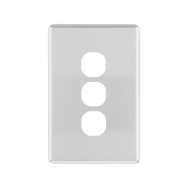 Deta S-Line Brushed Aluminium 3 Gang Switch Cover Plate - Brushed Aluminium