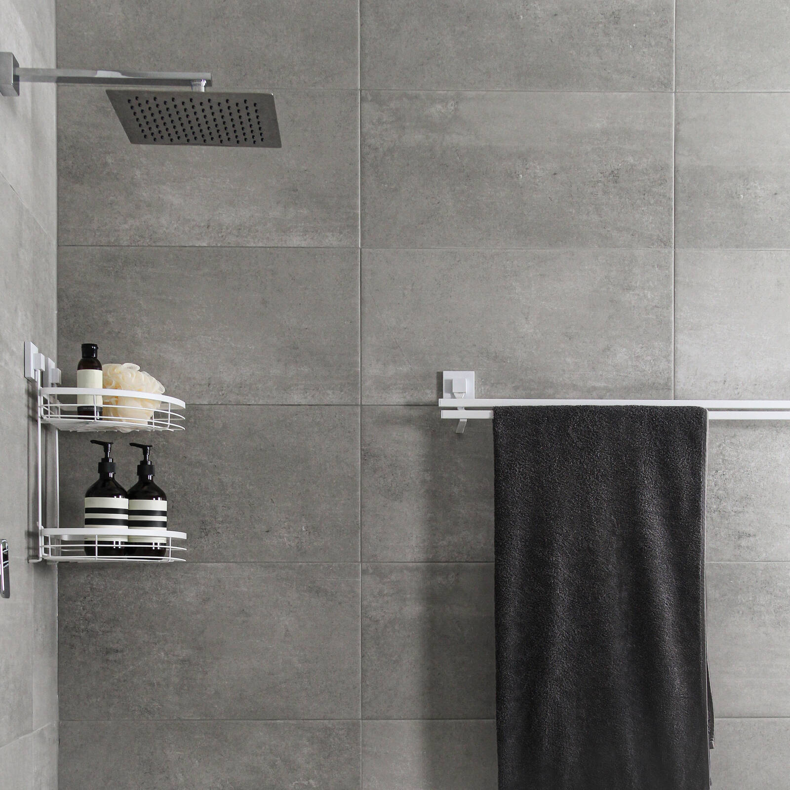 Fusion-Loc Matte White Style Suction Double Corner Shower Caddy - Image 5 of 5