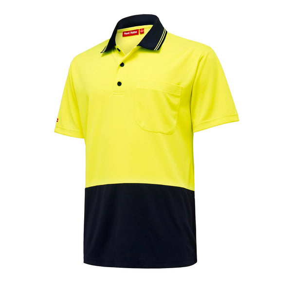 Hard Yakka Yellow Navy Hi Vis Short Sleeve Polo