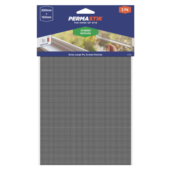 Permastik 200mm x 150mm Adhesive Screen Patches - 3 Pack