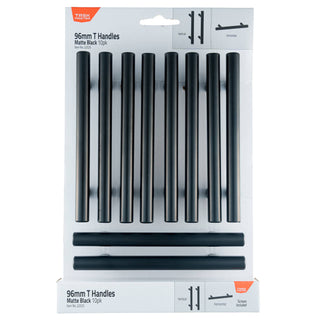 Taskmaster 128mm Matte Black T Handle - 10 Pack - 128mm