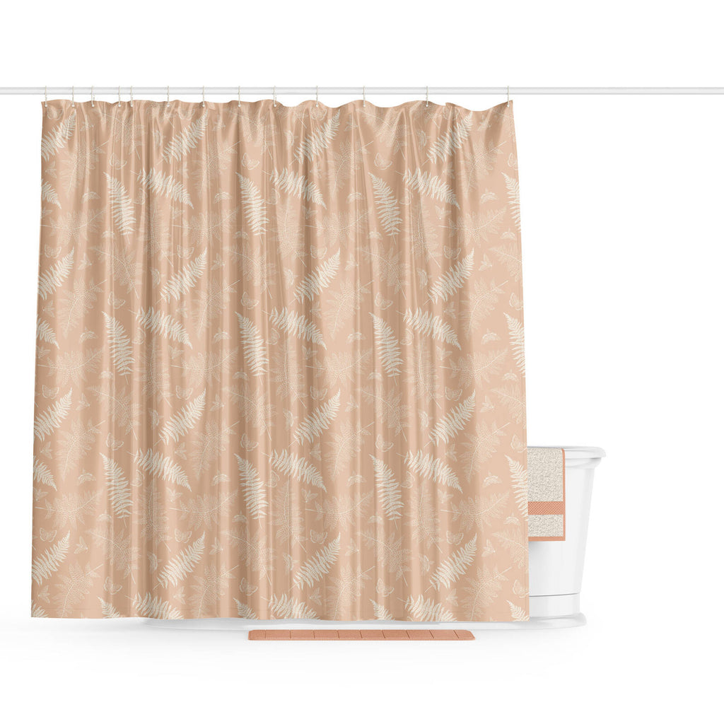 Barelli 210 x 180cm Long Drop Ferns Amberlight Polyester Shower Curtain - Image 2 of 2