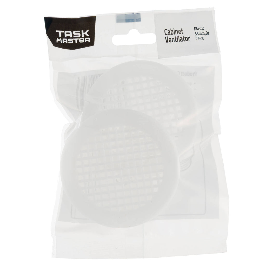 Taskmaster 53mm White Plastic Cabinet Ventilator- 2 Pack - Image 1 of 6