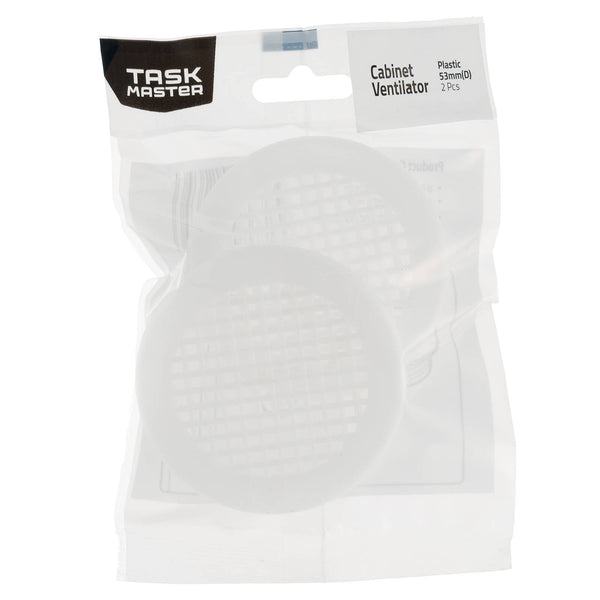 Taskmaster 53mm White Plastic Cabinet Ventilator- 2 Pack
