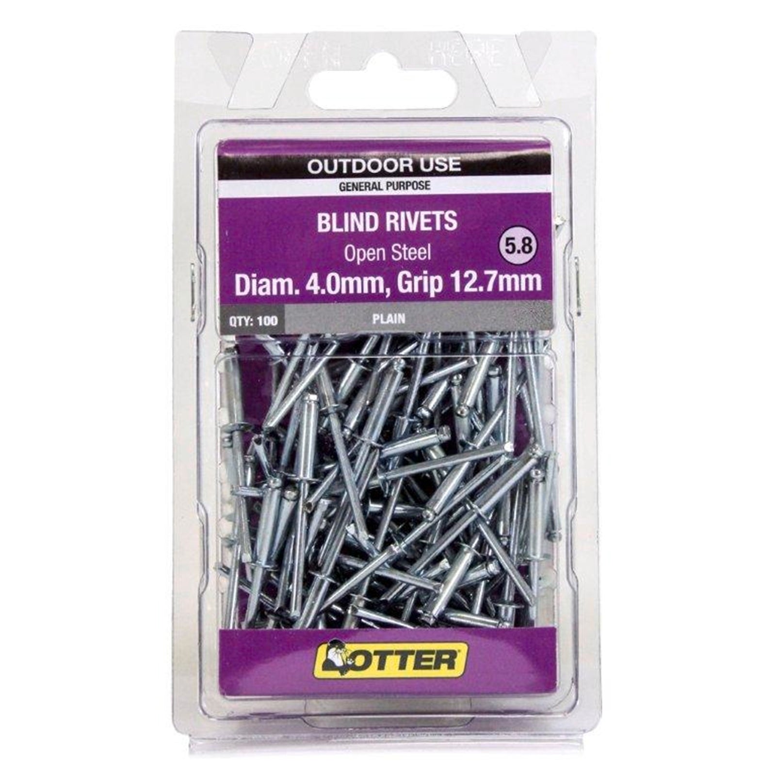 Otter 4.0 x 12.7mm Open Steel Blind Rivets - 100 Pack - Image 1 of 1