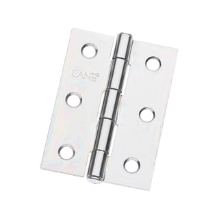Lane 70 x 50 x 1.6mm Zinc Plated Durasmooth Fixed Pin Butt Hinge - 2 Pack