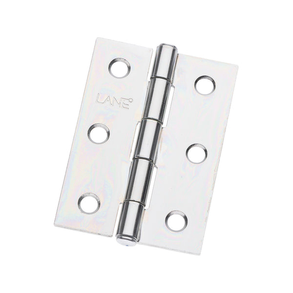 Lane 70 x 50 x 1.6mm Zinc Plated Durasmooth Fixed Pin Butt Hinge - 2 Pack