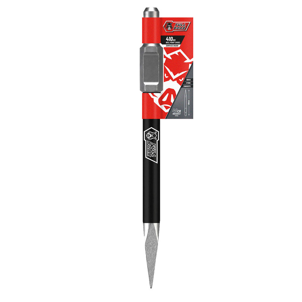 Full Boar Bull Point Chisel With 30mm Hex Shank - Image 1 of 2