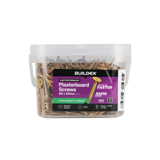 Buildex 6G x 25mm Gold Passivated Plasterboard Screws - 1000 Pack