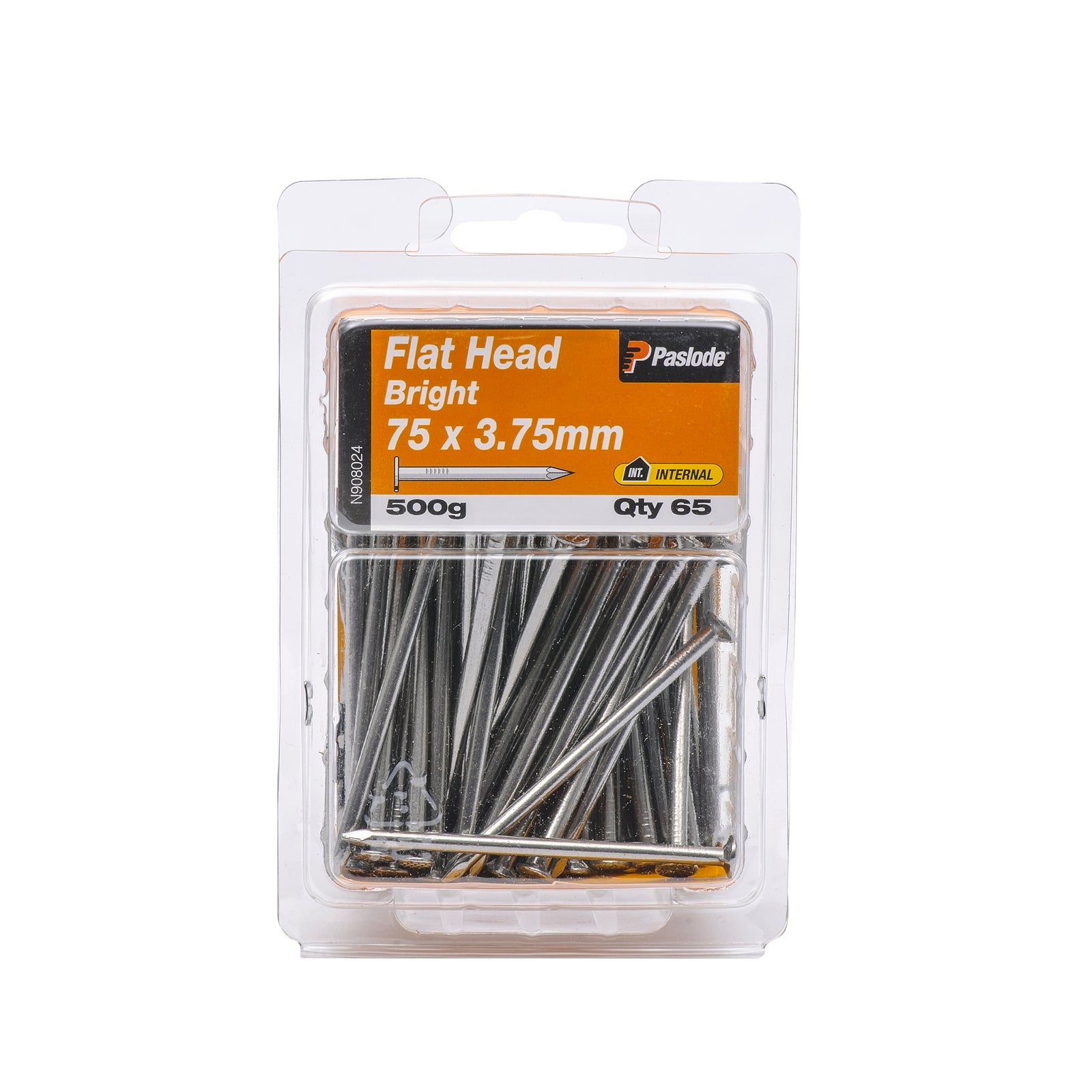 Paslode 75 x 3.75mm 500g Bright Steel Flat Head Nails - 65 Pack - Image 2 of 2
