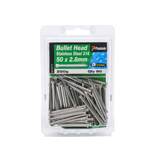 Paslode 50 x 2.8mm 250g Stainless Steel Bullet Head Nails - 90 Pack