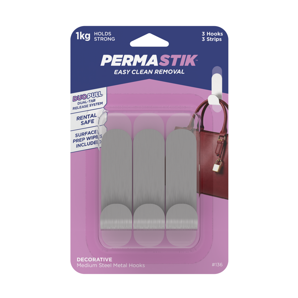 Permastik Medium Steel Metal Hooks - 3 Pack - Image 1 of 8