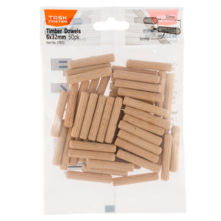 Taskmaster 6 x 32mm Timber Dowel Connectors - 100 Pack