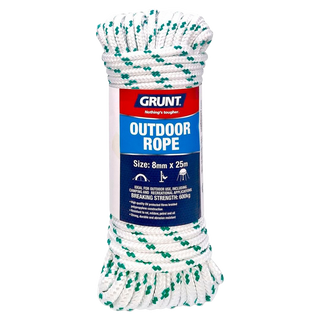Grunt 8mm x 25m White and Green Outdoor Rope