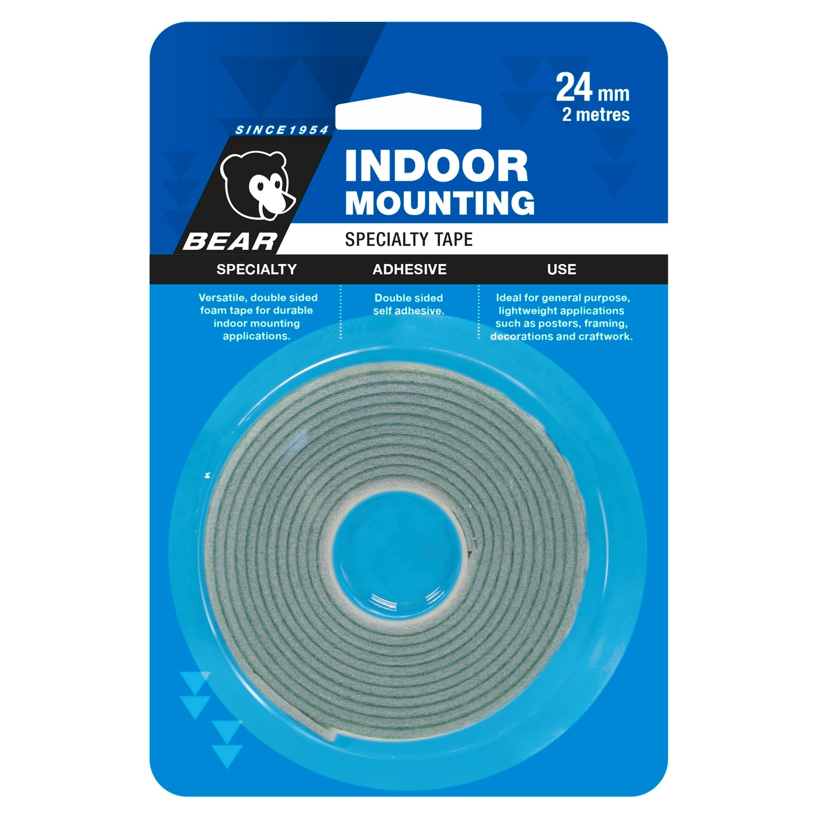 Bear 24mm x 2m White Indoor Mounting Tape - Image 1 of 1