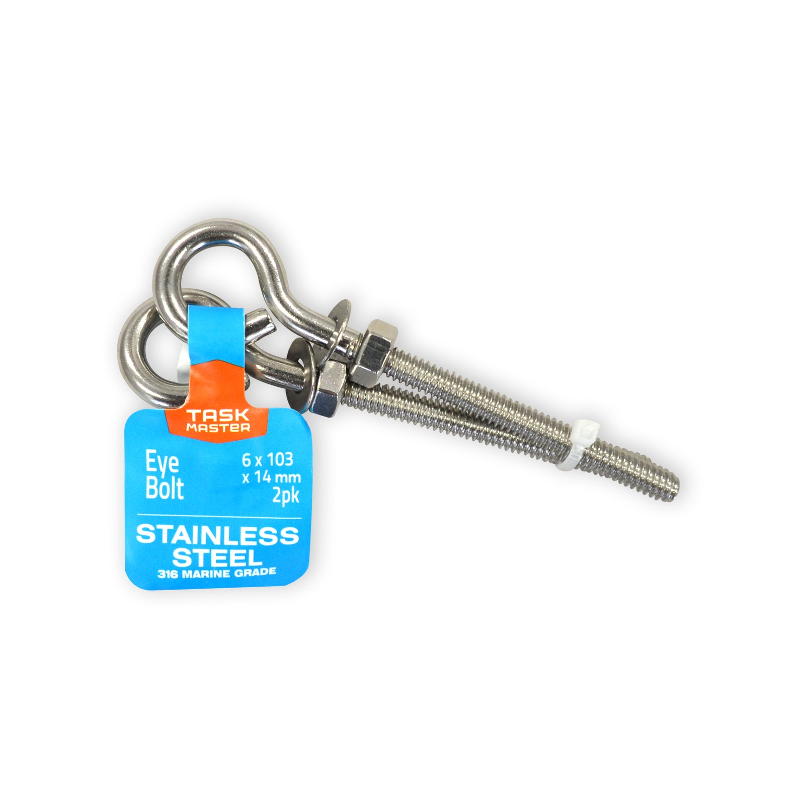 Taskmaster 6 x 103 x 14mm 316 Stainless Steel Eye Bolt - 2 Pack - Image 1 of 2