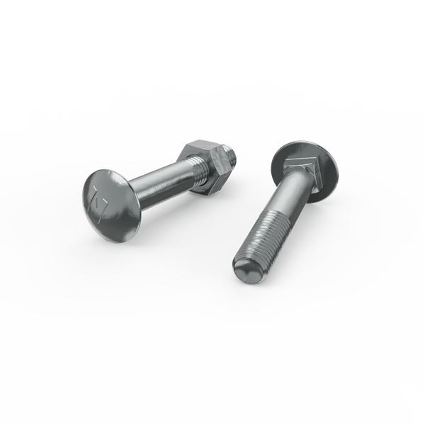 ZENITH M10 x 65mm Zinc Plated Cup Head Bolt and Nut - Each