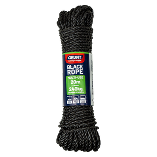 GRUNT 4mm x 20m Black Multi Purpose Rope
