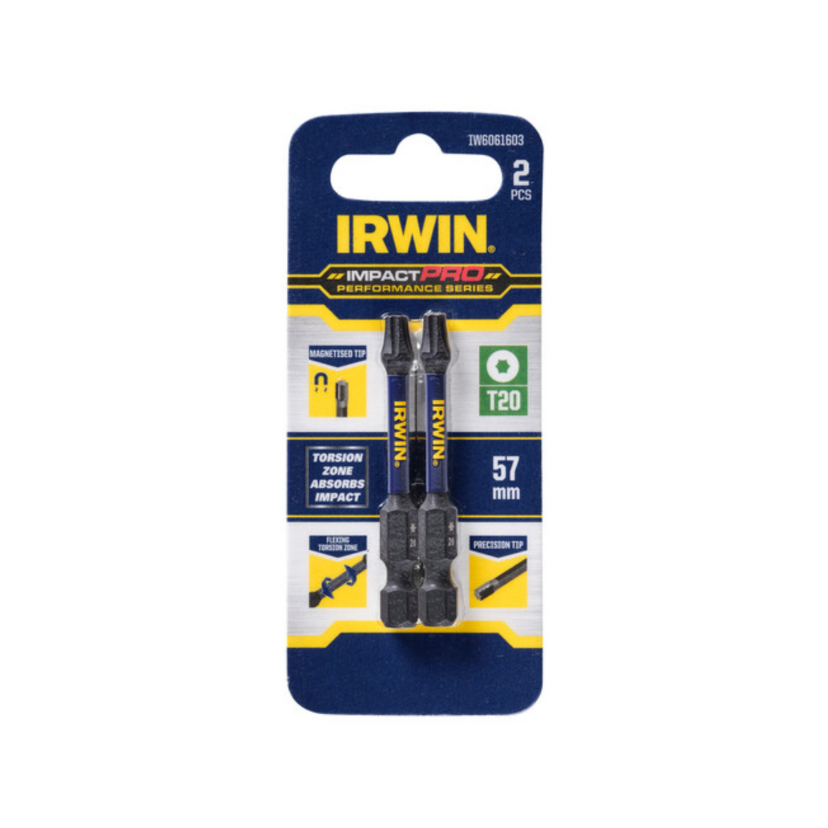 IRWIN 57mm T20 Impact Pro Performance - 2 Pack - Image 1 of 2