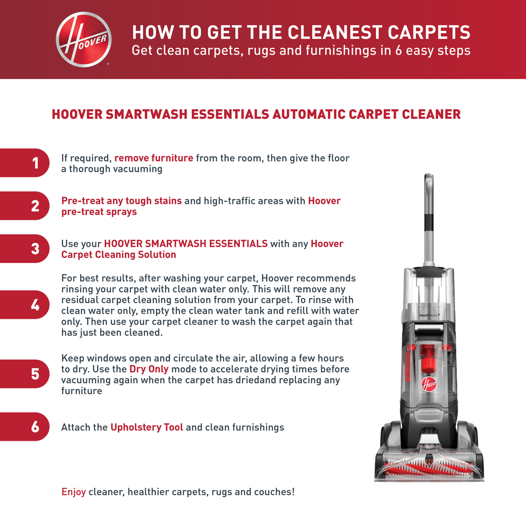 Hoover Smartwash Essentials Automatic Carpet Cleaner - Image 9 of 9