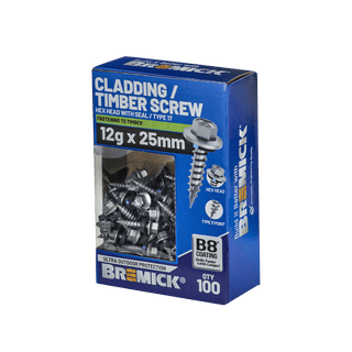 Bremick 12g x 25mm B8 Hex Cladding Screw -100 Pack