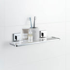 Fusion-Loc 26kg Stainless Steel Suction Frosted Acrylic Bathroom Shelf - Image 2 of 4