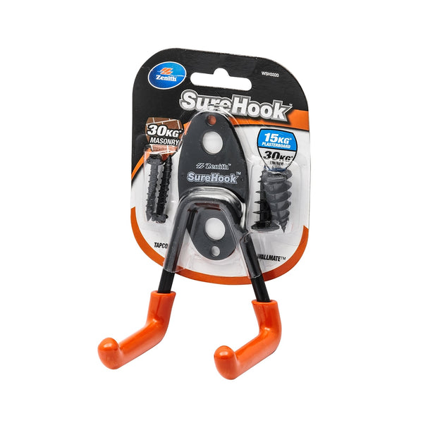 Zenith 15 / 30kg Black SureHook Small Garage U Hook